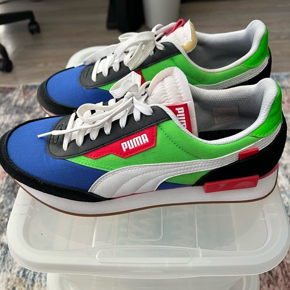Puma Blue and Green Athletic Shoes - Picture 1 of 6
